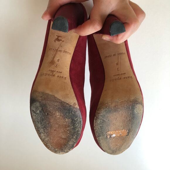 Kate Spade Georgia Pumps Peep Toe Red Suede 7 - Picture 10 of 12